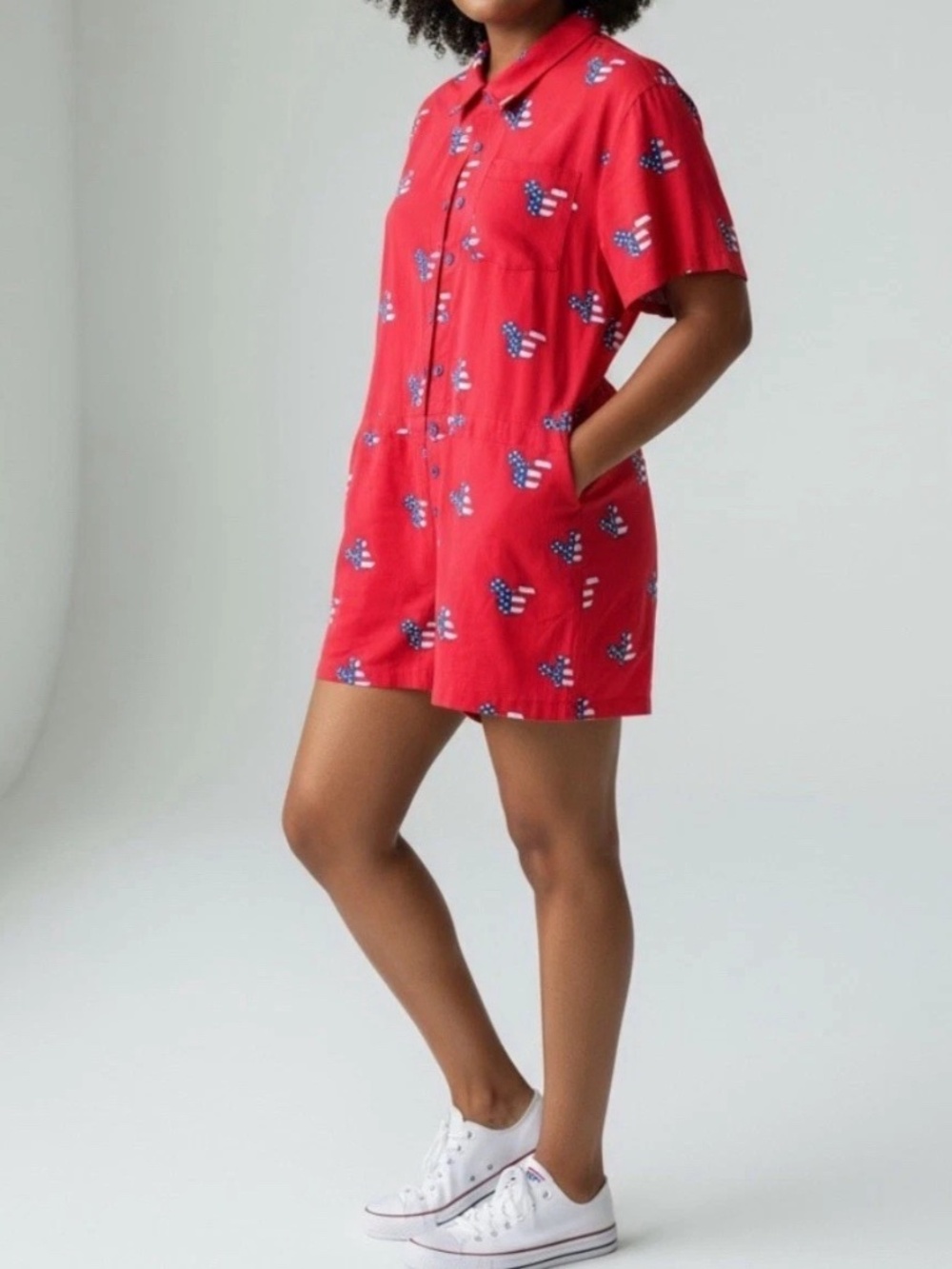 Disney Americana Romper Onesie One Piece jumpsuit Patriotic July 4th USA